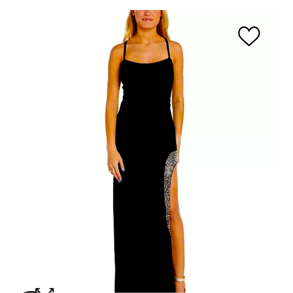 Rhinestone Trimm Strappy Black Gown from Macys NWT size 14 for special events